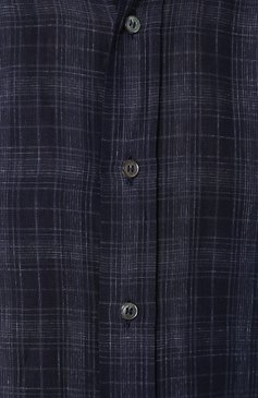 Мужская хлопковая рубашка с воротником button down BRIONI темно-синего цвета, арт. SC020Q/P7139 | Фото 5 (Манжеты: На пуговицах; Воротник: Button down; Принт: Клетка; Рукава: Длинные; Случай: Повседневный; Длина (для топов): Стандартные; Материал сплава: Проставлено, Проверено; Материал внешний: Лен; Статус проверки: Проверено, Проверена категория; Драгоценные камни: Проставлено)