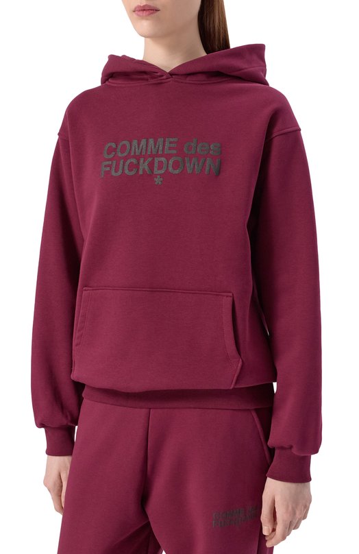 Хлопковое худи Comme des Fuckdown CFABW01355 Бордовый  CFABW01355 Фото 3