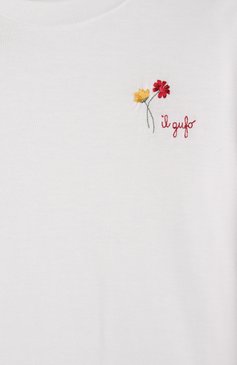 Детская хлопковая футболка IL GUFO белого цвета, арт. P25TS483MF001/5A-8A | Фото 3 (Материал сплава: Проставлено; Драгоценные камни: Проставлено; Рукава: Короткие; Девочки Кросс-КТ: футболка-одежда; Материал внешний: Хлопок; Ростовка одежда: 4 года | 104 см, 7 лет | 122 см, 5 лет | 110 см)