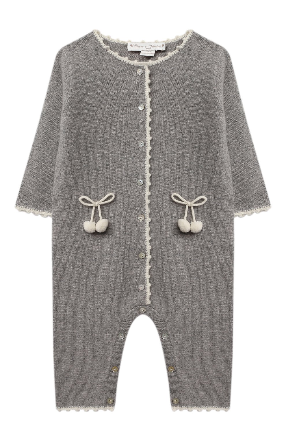 Кашемировый комбинезон OSCAR ET VALENTINE серого цвета по цене 22500 руб., арт. COM04CHERRY, фото 1 Кашемировый комбинезон OSCAR ET VALENTINE, арт. COM04CHERRY, фото 1