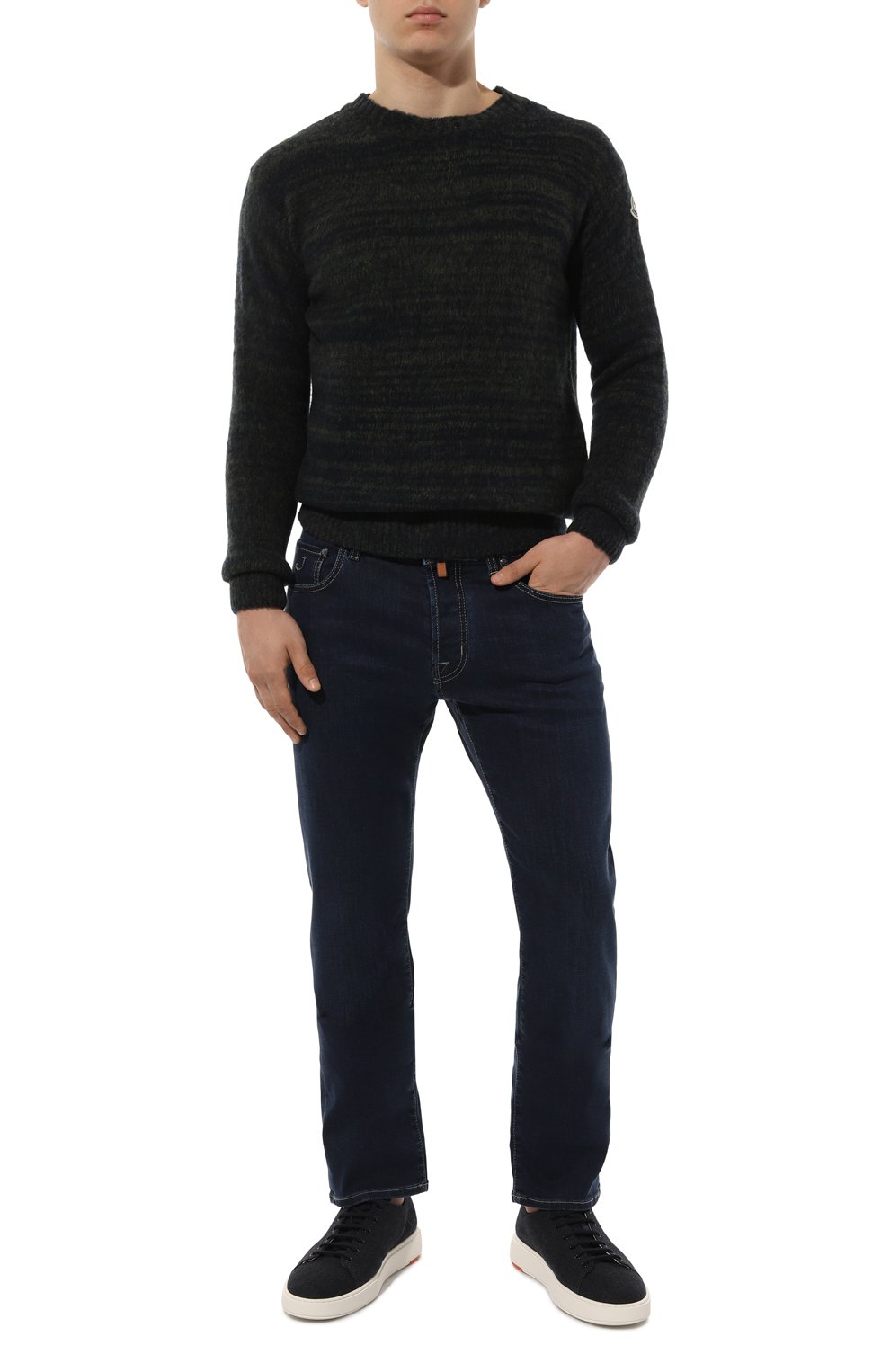 Шерстяной свитер MONCLER синего цвета по цене 56450 руб., арт. 9C000-22-M1115, фото 2 Шерстяной свитер MONCLER, арт. 9C000-22-M1115, фото 2