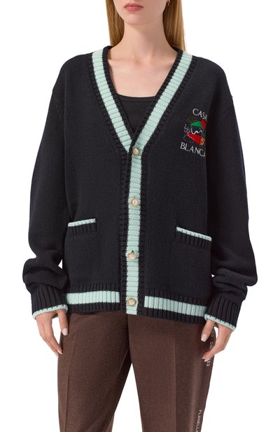 Кардиган из шерсти и кашемира CASABLANCA черного цвета по цене 109500 руб., арт. WPF25-KW-1001-01, фото 3 Кардиган из шерсти и кашемира CASABLANCA, арт. WPF25-KW-1001-01, фото 3