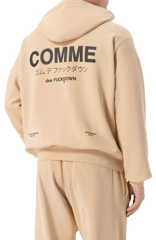 Хлопковое худи Comme des Fuckdown CFABM01740 Бежевый  CFABM01740 Фото 4