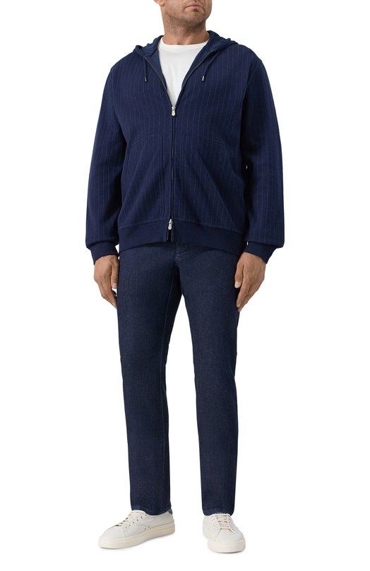 Толстовка из хлопка и кашемира Brunello Cucinelli MM8339069G Синий  MM8339069G Фото 2