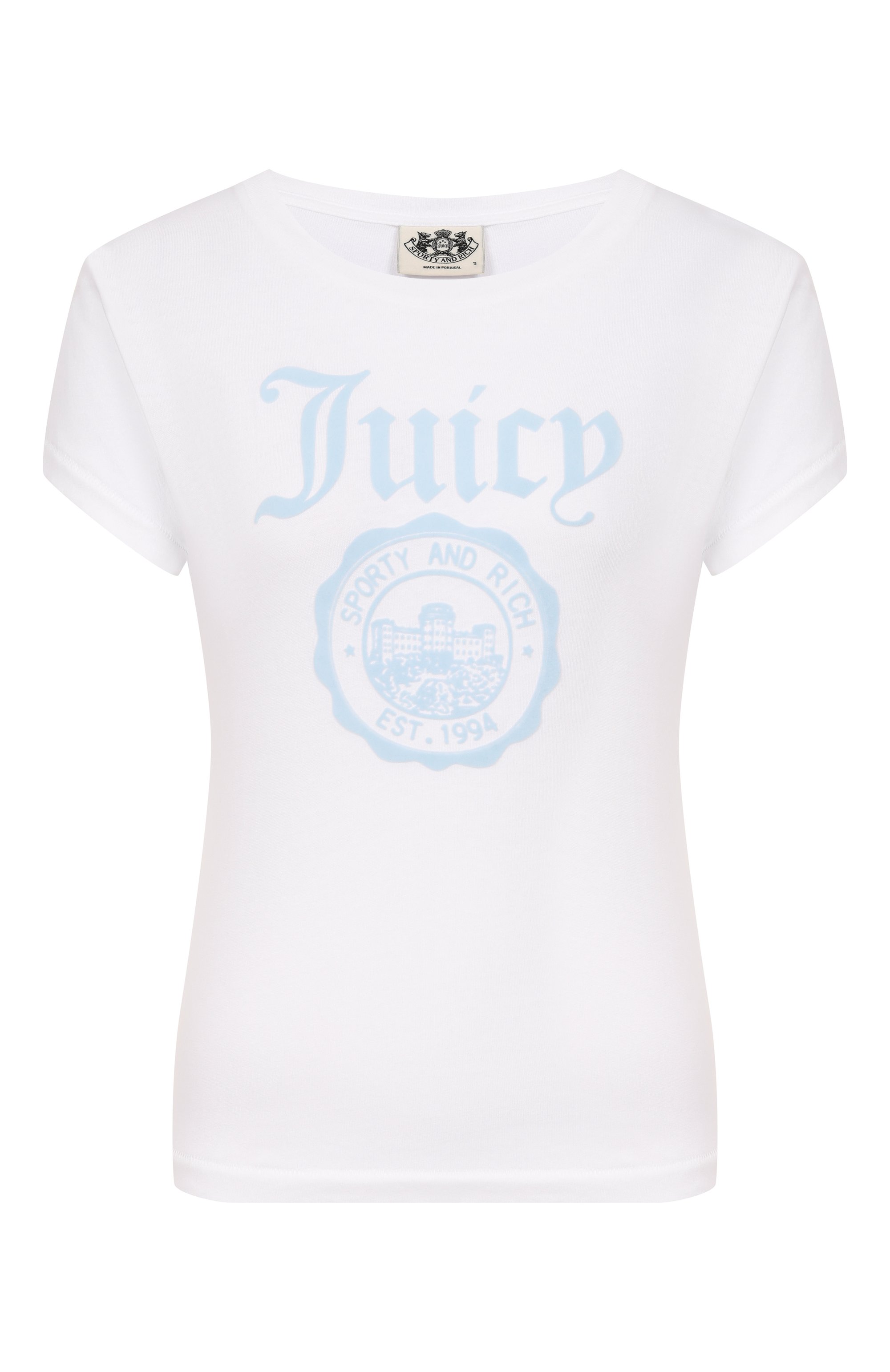 Хлопковая футболка SPORTY AND RICH, арт. T0111716691WH100/JUICY EMBLEM ESSENTIALS TEE, фото 1