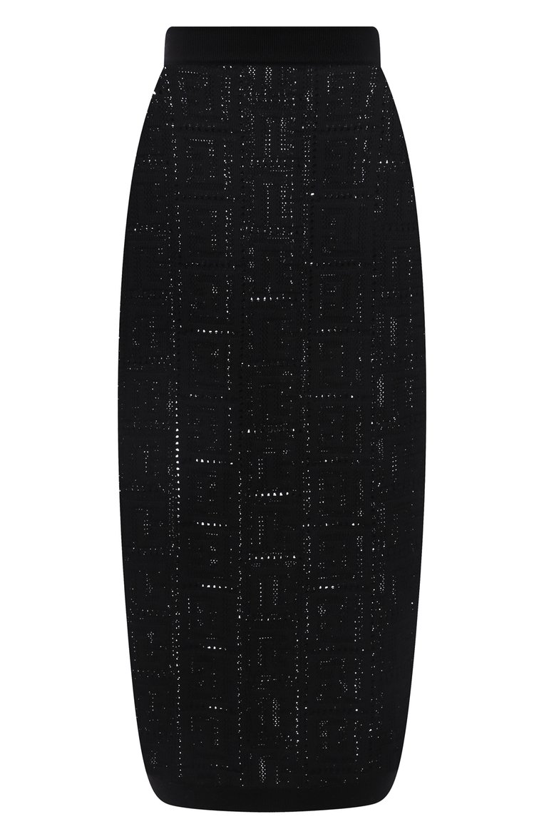 Женская юбка из вискозы BALMAIN черного цвета, арт. XF1LD041/KB16 | Фото 1 (Материал внешний: Вискоза; Длина Ж (юбки, платья, шорты): Миди; Стили: Гламурный; Кросс-КТ: Трикотаж; Женское Кросс-КТ: Юбка-одежда, Юбка-карандаш)
