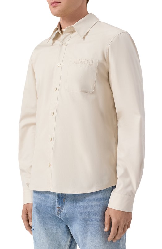 Хлопковая рубашка Amiri AMSTCA1170 Кремовый  AMSTCA1170 Фото 3