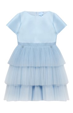 Детское платье LANVIN голубого цвета, арт. 4L1611/LA960/10-14 | Фото 1 (Материал внешний: Синтетический материал; Рукава: Короткие; Материал подклада: Хлопок; Статус проверки: Проверена категория; Девочки Кросс-КТ: Платье-одежда; Случай: Вечерний; Ювелирные украшения: Назначено; Драгоценные камни: Проставлено; Материал сплава: Проставлено)