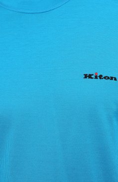 Мужская хлопковая футболка KITON голубого цвета, арт. UK1274 | Фото 5 (Принт: Без принта; Рукава: Короткие; Длина (для топов): Стандартные; Материал сплава: Проставлено; Материал внешний: Хлопок; Драгоценные камни: Проставлено; Стили: Кэжуэл)