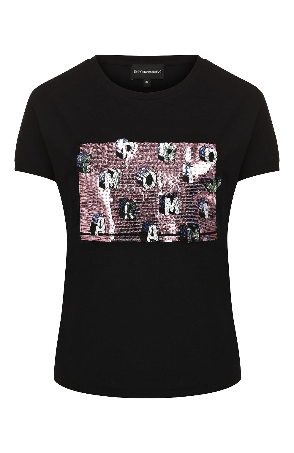 Хлопковая футболка EMPORIO ARMANI черного цвета по цене 23800 руб., арт. 6G2T7X/2J7SZ, фото 1 Хлопковая футболка EMPORIO ARMANI, арт. 6G2T7X/2J7SZ, фото 1