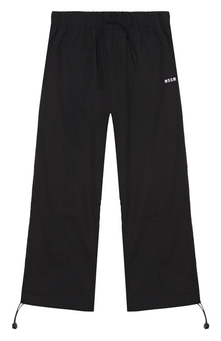 Детские хлопковые брюки MSGM KIDS черного цвета, арт. S5MSJGPA260 | Фото 1 (Материал сплава: Проставлено; Материал внешний: Хлопок; Нос: Не проставлено)