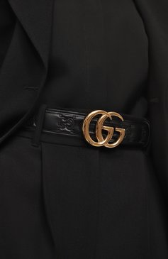 Женский кожаный ремень GUCCI черного цвета, арт. 400593/UM8IG | Фото 2 (Материал сплава: Проставлено; Нос: Не проставлено; Материал: Натуральная кожа)