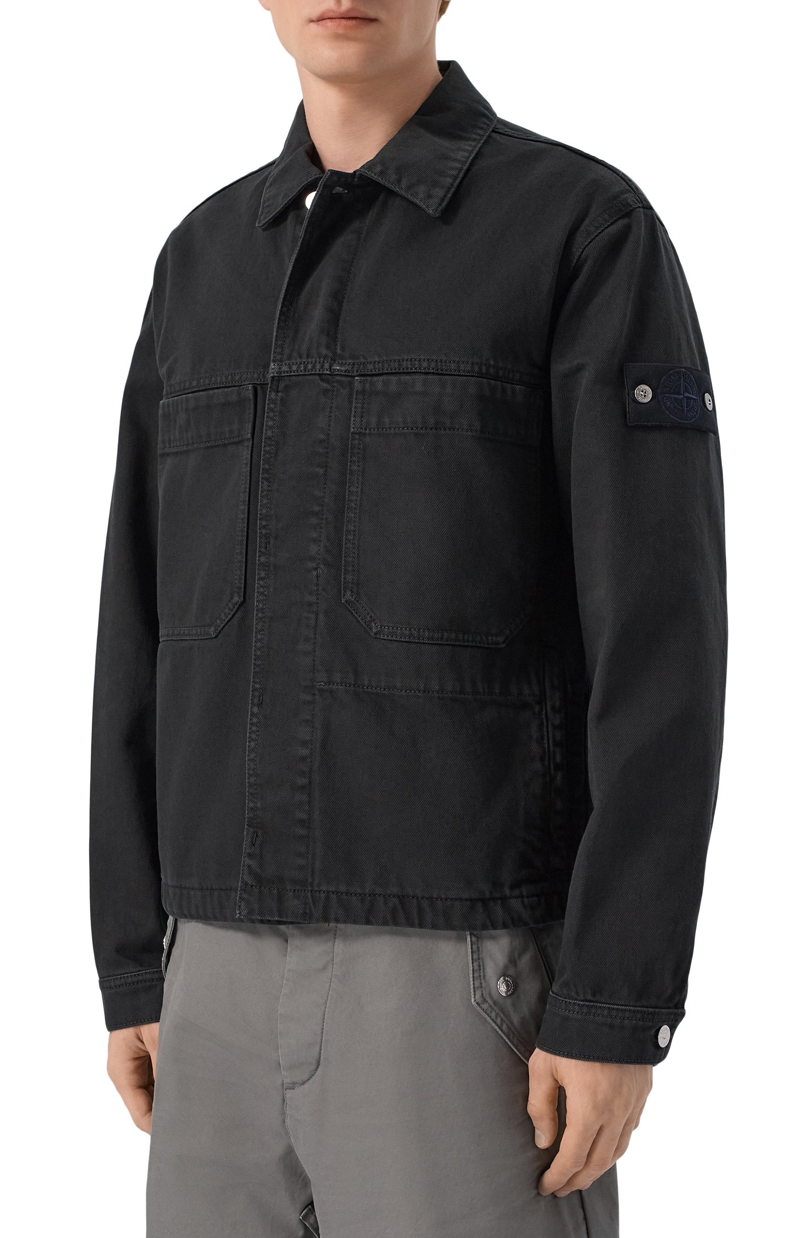 Джинсовая куртка-рубашка STONE ISLAND черного цвета по цене 87500 руб., арт. L1S144100006/S0J24, фото 3 Джинсовая куртка-рубашка STONE ISLAND, арт. L1S144100006/S0J24, фото 3