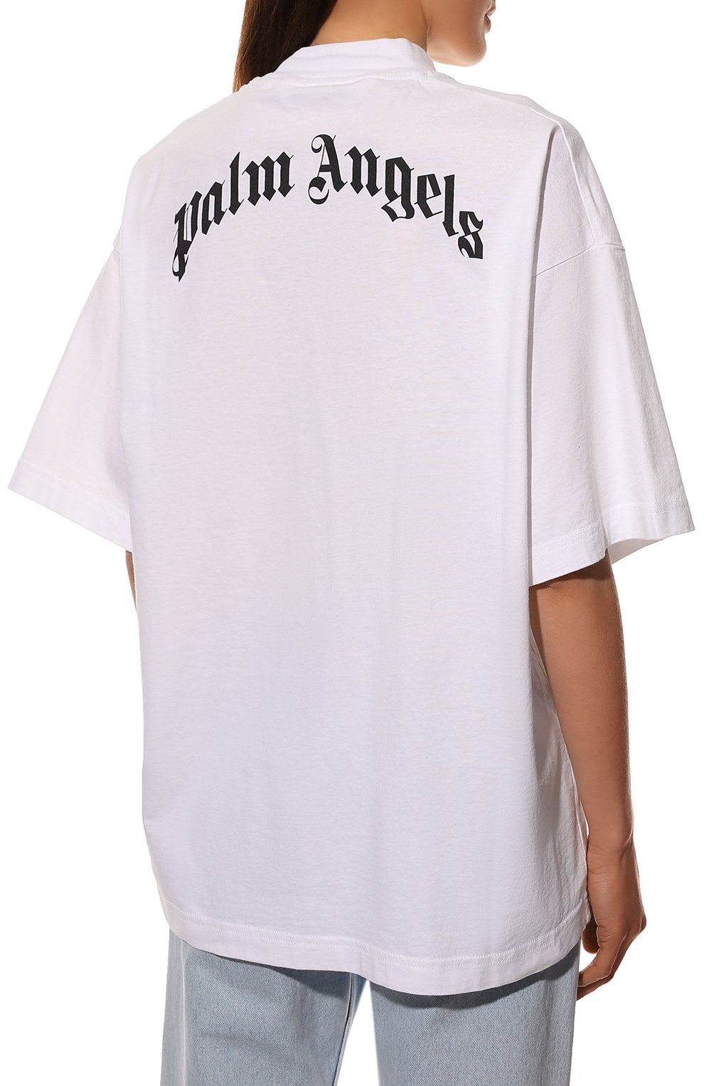Хлопковая футболка PALM ANGELS белого цвета по цене 31350 руб., арт. PWAA017C99JER0010160, фото 4 Хлопковая футболка PALM ANGELS, арт. PWAA017C99JER0010160, фото 4