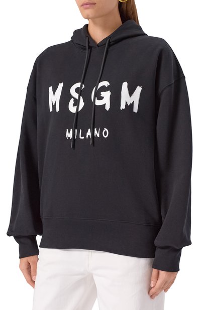 Хлопковое худи MSGM черного цвета по цене 24600 руб., арт. 2000MDM515/300000, фото 3 Хлопковое худи MSGM, арт. 2000MDM515/300000, фото 3