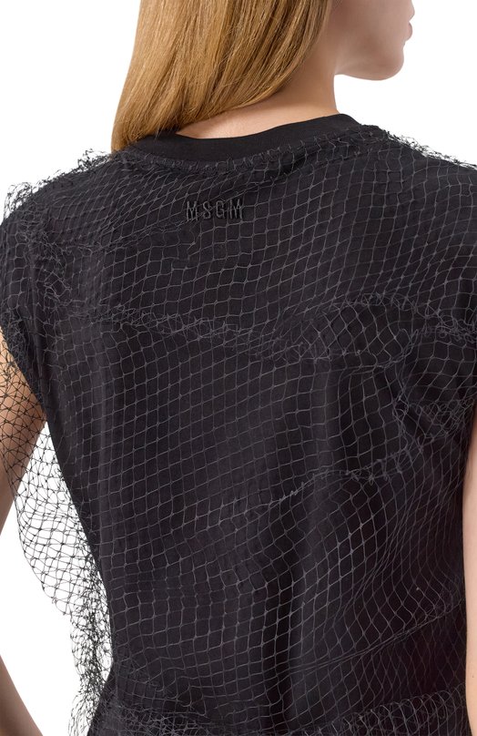 Хлопковый топ MSGM 3941MDT71/257798 Чёрный  3941MDT71/257798 Фото 5