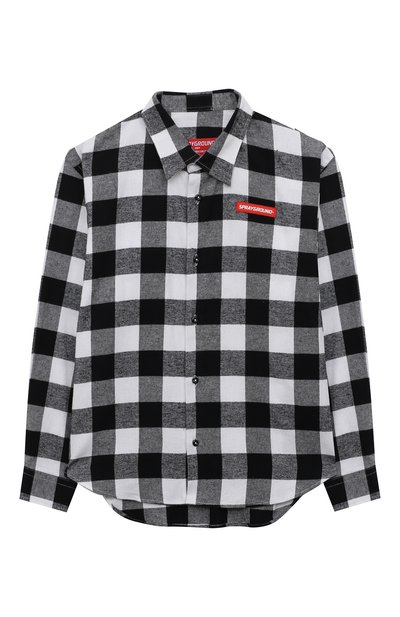 Хлопковая рубашка SPRAYGROUND черно-белого цвета по цене 18000 руб., арт. SPY970BLK, фото 1 Хлопковая рубашка SPRAYGROUND, арт. SPY970BLK, фото 1
