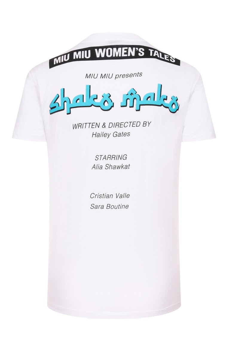 Хлопковая футболка MIU MIU, арт. MJN150-1QD2-F0009, фото 2
