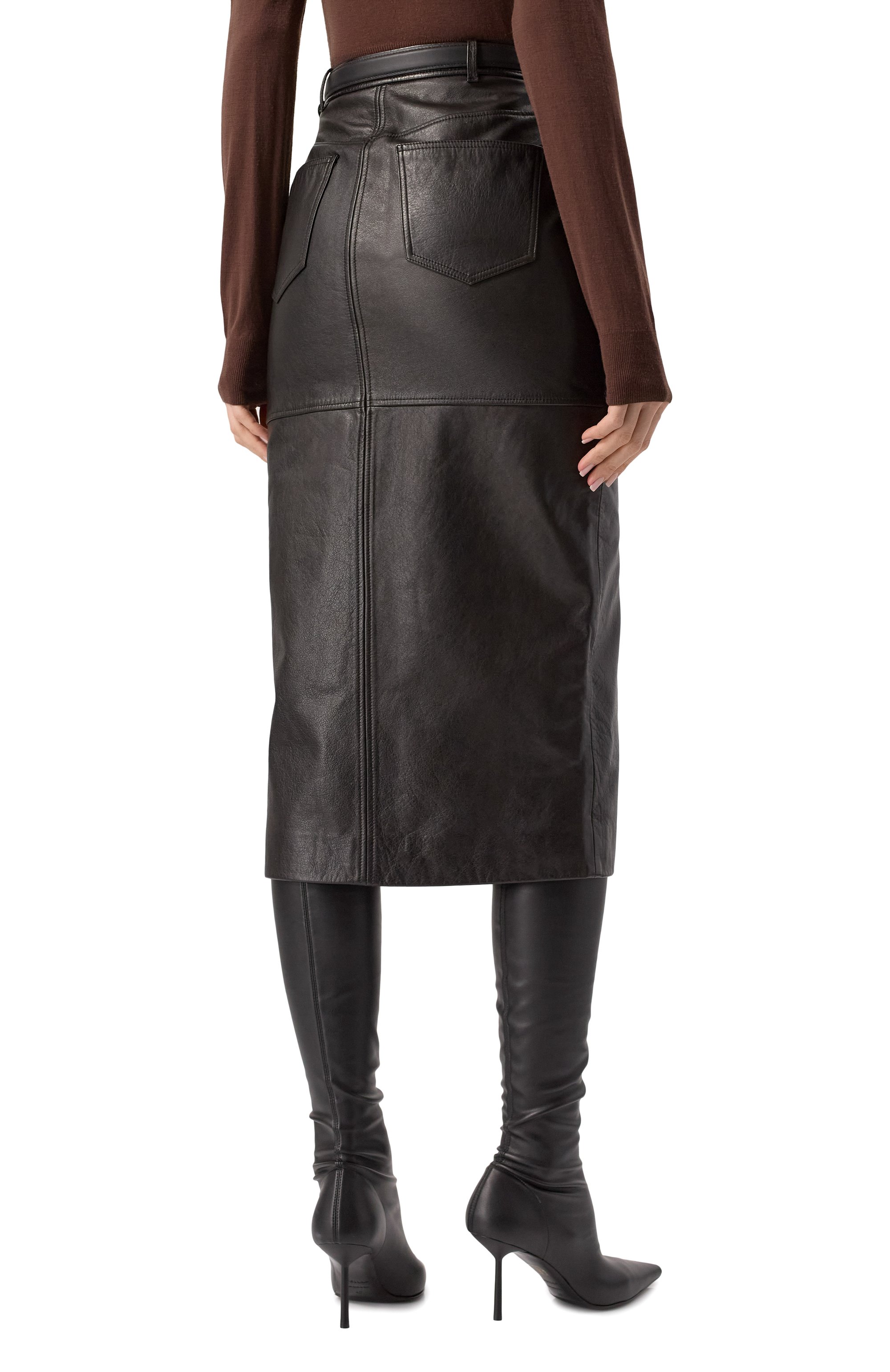 Кожаная юбка SELF-PORTRAIT, арт. RS25092MSK, фото 4