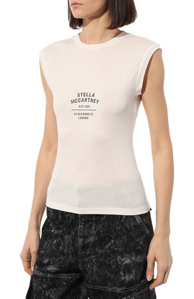 Хлопковая майка STELLA MCCARTNEY белого цвета по цене 36800 руб., арт. 6J0110/3SPX13, фото 3 Хлопковая майка STELLA MCCARTNEY, арт. 6J0110/3SPX13, фото 3