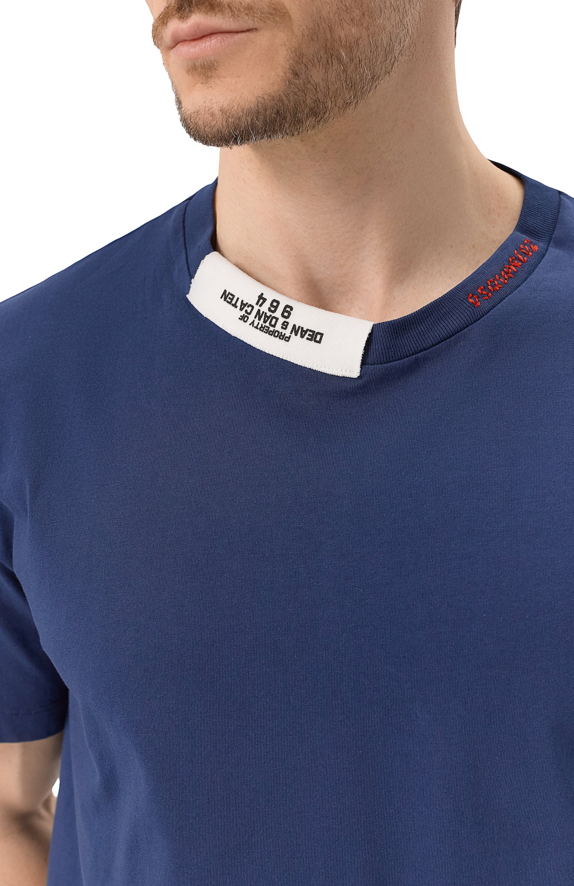 Хлопковая футболка DSQUARED2 темно-синего цвета по цене 35150 руб., арт. S74GD1417/D20020, фото 5 Хлопковая футболка DSQUARED2, арт. S74GD1417/D20020, фото 5