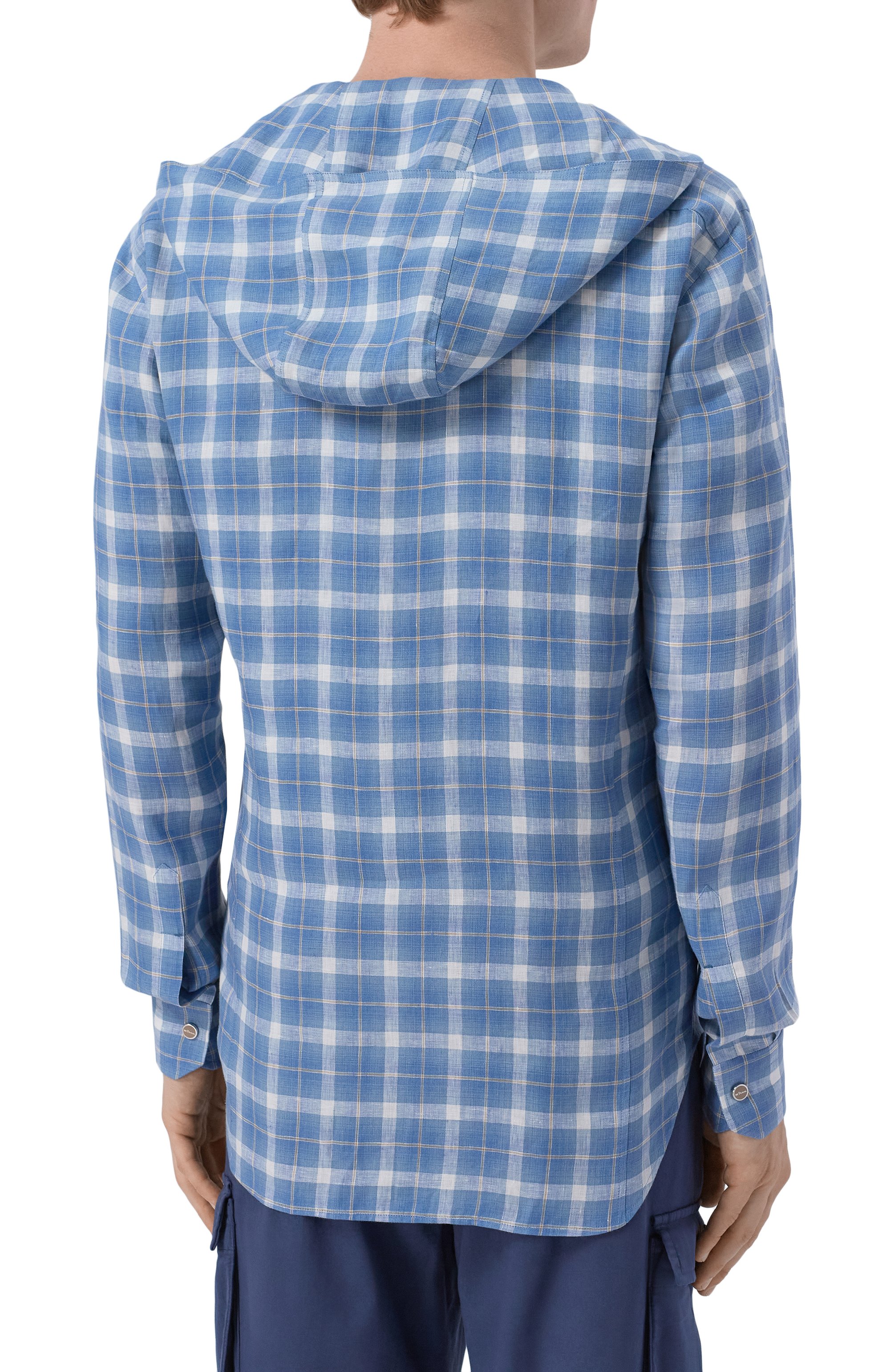 Льняная куртка-рубашка KITON голубого цвета по цене 121000 руб., арт. UMCMARH09617, фото 4 Льняная куртка-рубашка KITON, арт. UMCMARH09617, фото 4