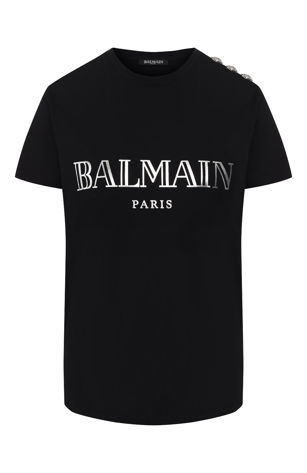 Хлопковая футболка BALMAIN черного цвета по цене 32950 руб., арт. RF21102/I015, фото 1 Хлопковая футболка BALMAIN, арт. RF21102/I015, фото 1