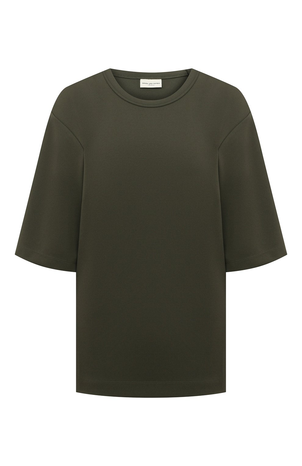 Футболка DRIES VAN NOTEN хаки цвета по цене 35650 руб., арт. 221-011151-4308, фото 1 Футболка DRIES VAN NOTEN, арт. 221-011151-4308, фото 1