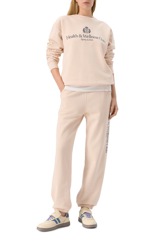 Хлопковый свитшот Sporty and Rich ST071606241CR01 Бежевый  ST071606241CR01 Фото 6