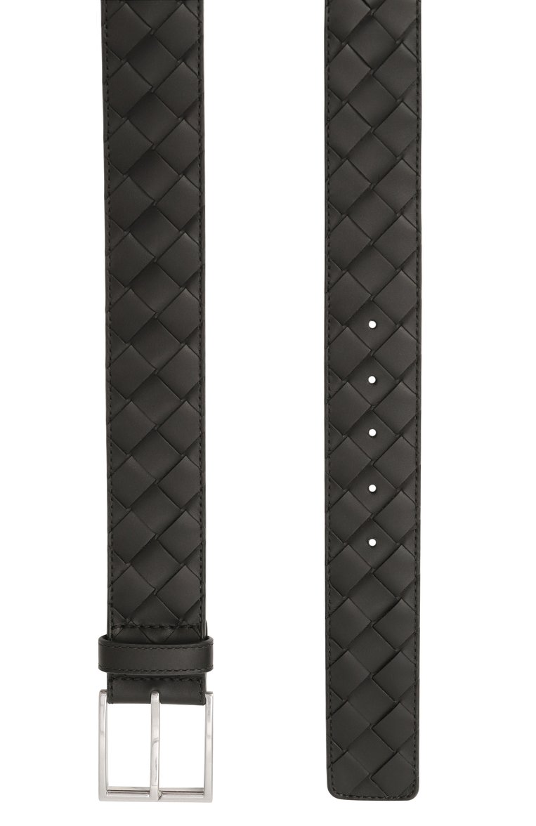 Мужской кожаный ремень BOTTEGA VENETA черного цвета, арт. 629844/V3US3 | Фото 3 (Материал сплава: Проставлено; Материал: Натуральная кожа; Нос: Не проставлено; Случай: Повседневный)