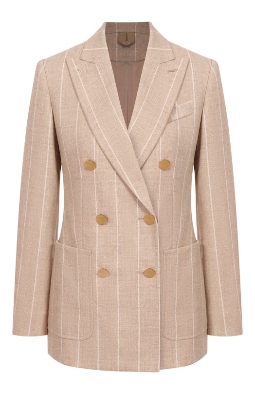 Жакет из шерсти и хлопка Max Mara RI0M Бежевый RI0M