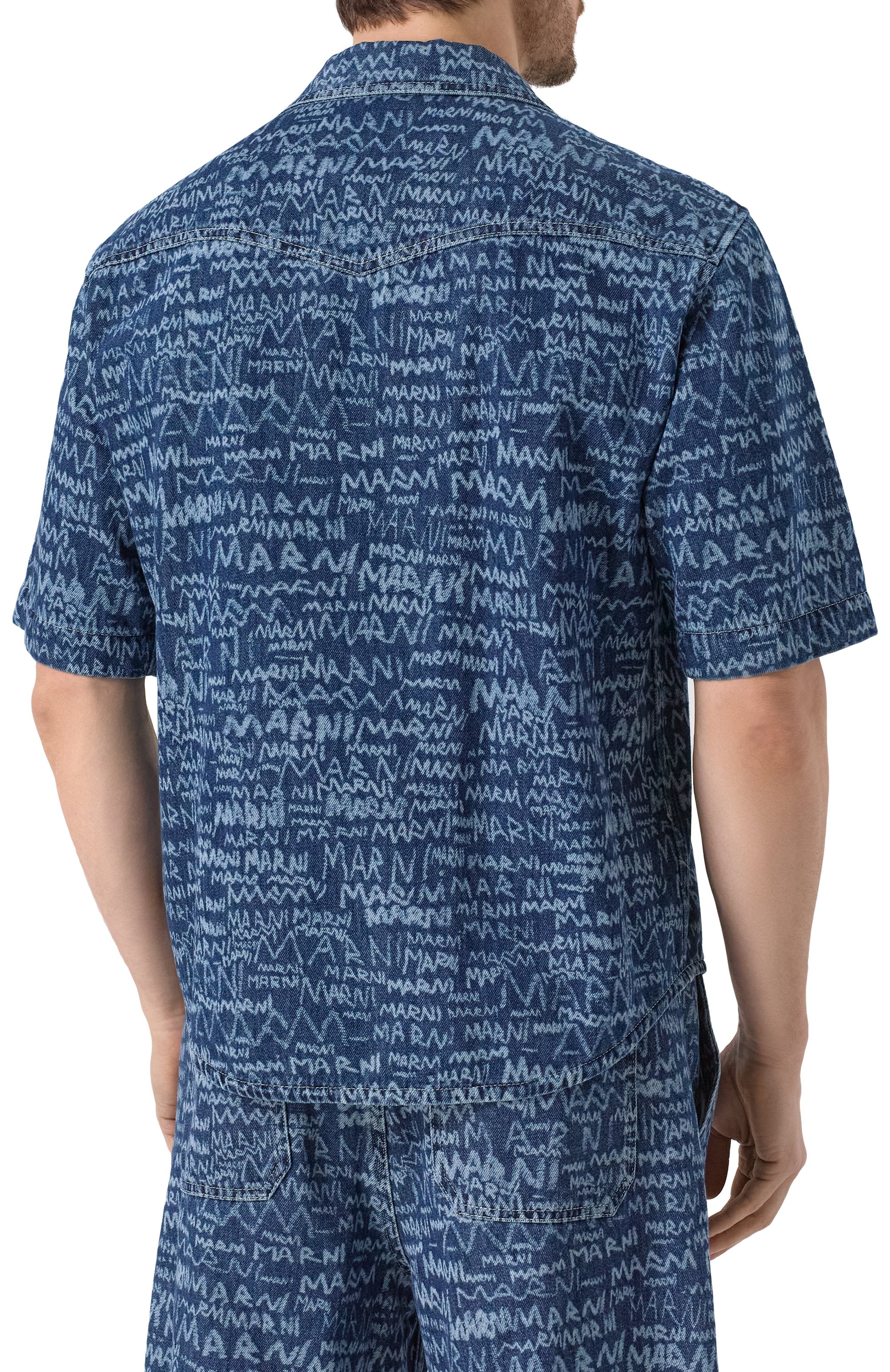 Джинсовая рубашка MARNI синего цвета по цене 87550 руб., арт. CUJU0024A0/USCX38, фото 4 Джинсовая рубашка MARNI, арт. CUJU0024A0/USCX38, фото 4