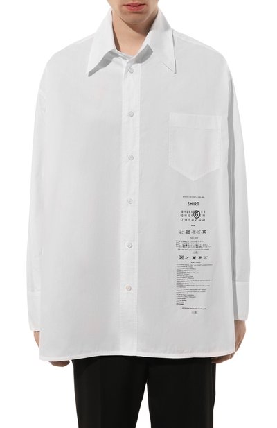 Хлопковая рубашка MM6 белого цвета по цене 61550 руб., арт. SH0DT0014/M35152, фото 3 Хлопковая рубашка MM6, арт. SH0DT0014/M35152, фото 3