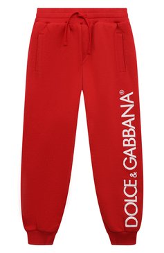 Детские хлопковые джоггеры DOLCE & GABBANA красного цвета, арт. L4JPFL/G7IXP/8-14 | Фото 1 (Материал сплава: Проставлено; Нос: Не проставлено; Материал внешний: Хлопок; Мальчики Кросс-КТ: Джоггеры-одежда)