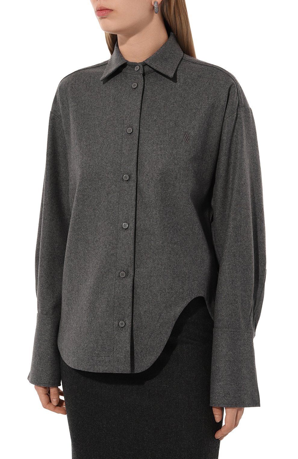 Шерстяная рубашка THE ATTICO серого цвета по цене 69950 руб., арт. 248WCH14, фото 3 Шерстяная рубашка THE ATTICO, арт. 248WCH14, фото 3