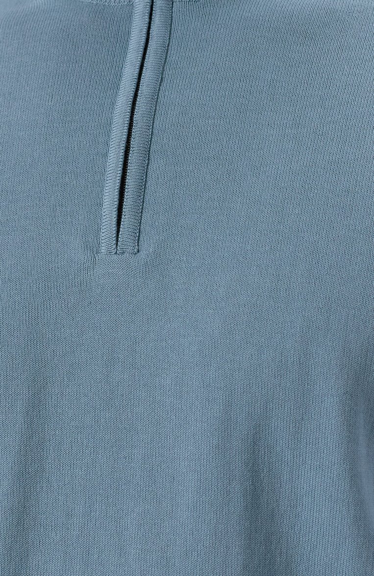 Мужской хлопковый джемпер CANALI бирюзового цвета, арт. C0015/MK00145 | Фото 6 (Рукава: Длинные; Материал внешний: Хлопок; Длина (для топов): Стандартные; Вырез: Круглый; Мужское Кросс-КТ: Джемперы; Принт: Без принта; Стили: Кэжуэл)