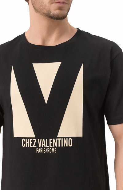 Хлопковая футболка VALENTINO черного цвета по цене 91950 руб., арт. 6V3MG16P/AQ9, фото 5 Хлопковая футболка VALENTINO, арт. 6V3MG16P/AQ9, фото 5