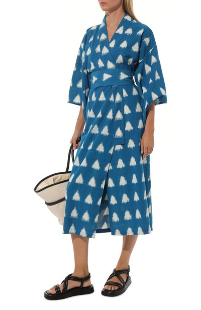 Хлопковое кимоно KLEED LOUNGEWEAR, арт. TURQU0ISE SAVANNAH KIM0N0, фото 2
