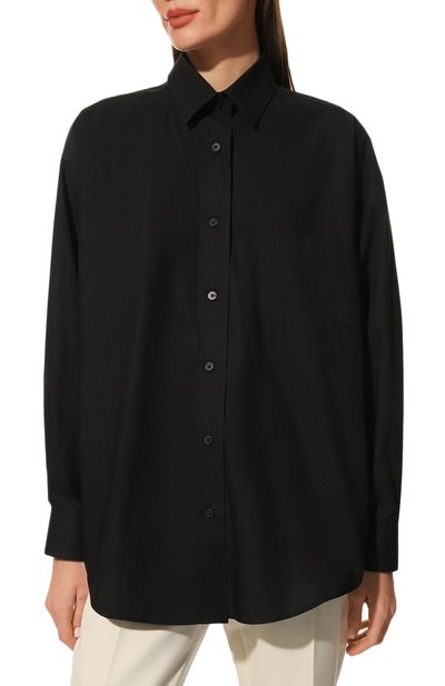 Хлопковая рубашка TRUSSARDI черного цвета по цене 17900 руб., арт. 56C00587-1T006127, фото 3 Хлопковая рубашка TRUSSARDI, арт. 56C00587-1T006127, фото 3