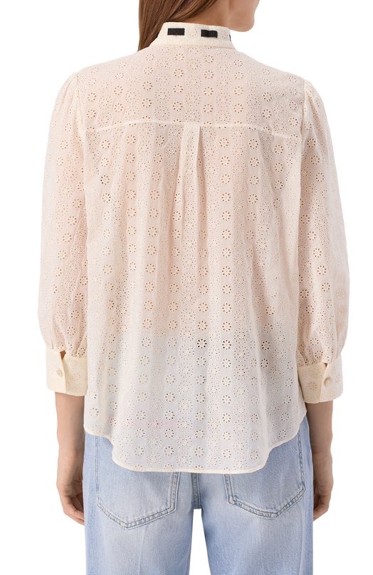 Хлопковая блузка Valentino 7B3AB7P3/9EU Кремовый  7B3AB7P3/9EU Фото 4