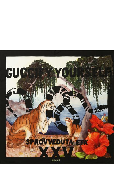 Шелковый платок с принтом GUCCI, арт. 499136/3G001, фото 3