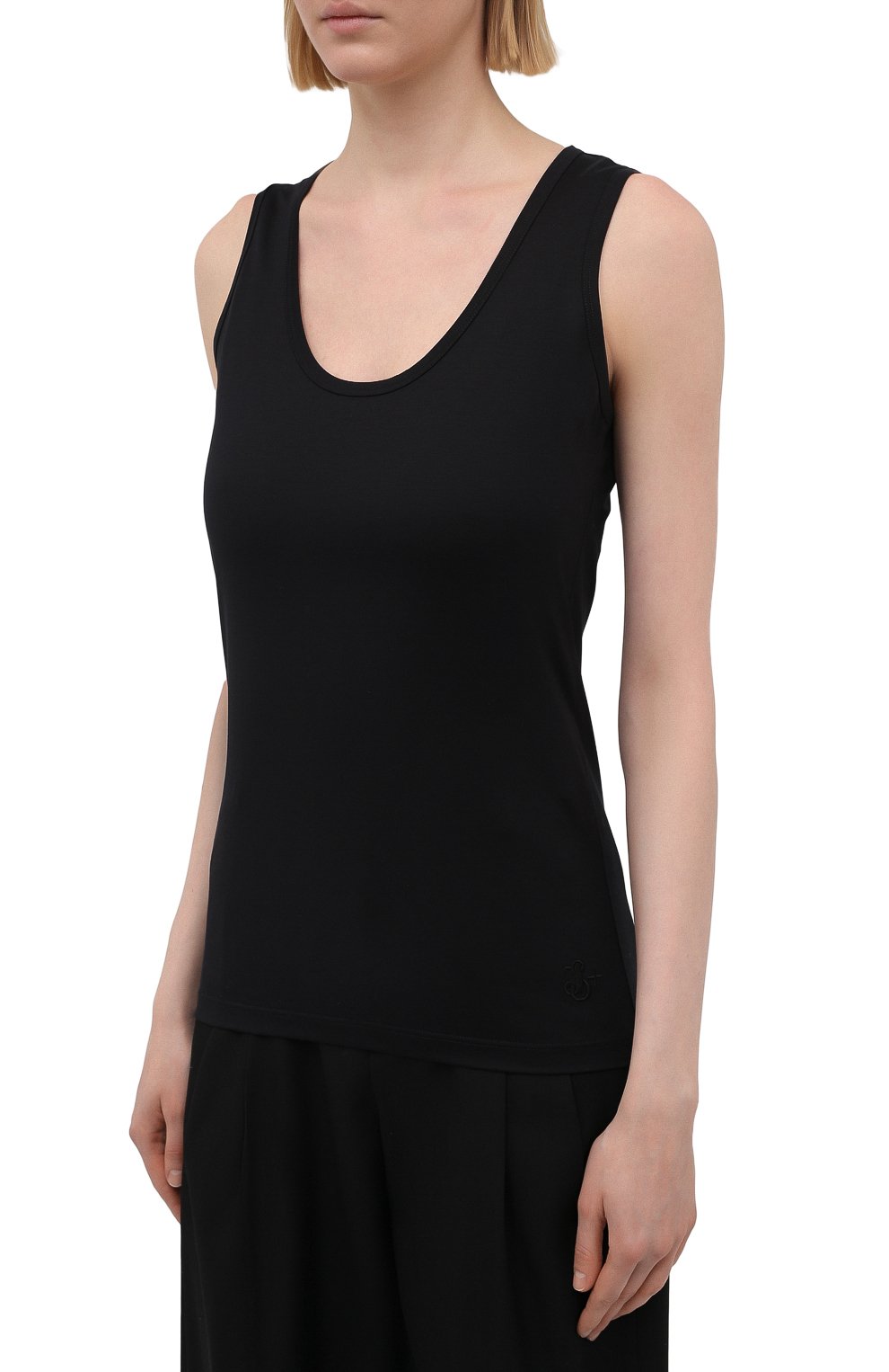 Хлопковый топ JIL SANDER черного цвета по цене 20500 руб., арт. JPPS705505-WS257108, фото 3 Хлопковый топ JIL SANDER, арт. JPPS705505-WS257108, фото 3
