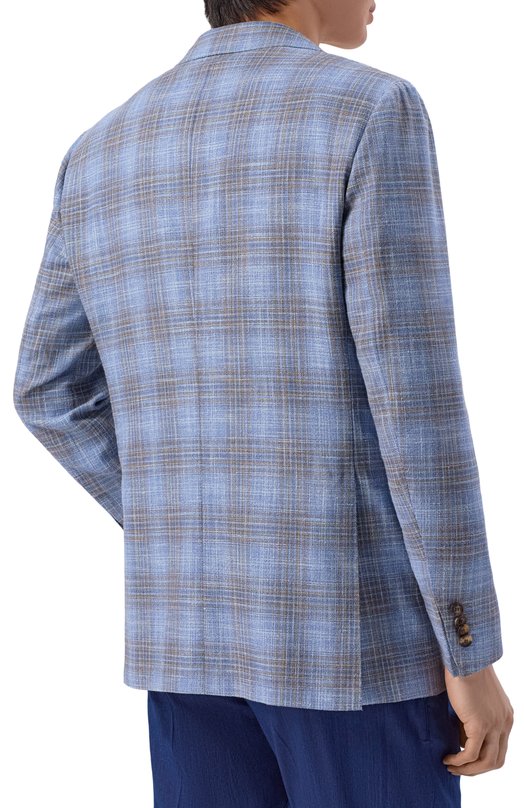 Пиджак из шерсти и шелка Kiton UG81K0628G Голубой  UG81K0628G Фото 5