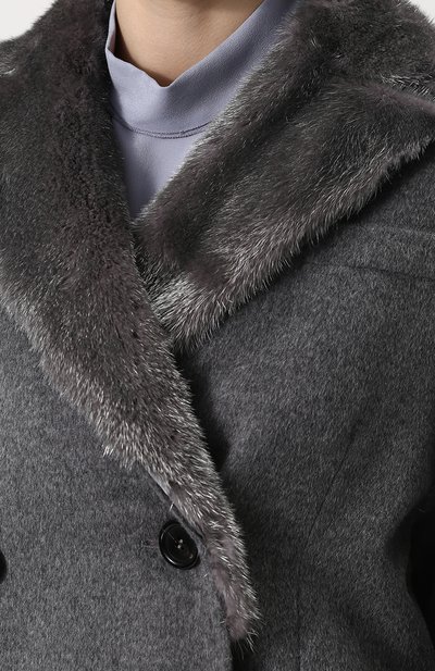 Двубортное пальто свободного кроя с меховой отделкой PRADA, арт. P600HP-1P80-F0535, фото 5