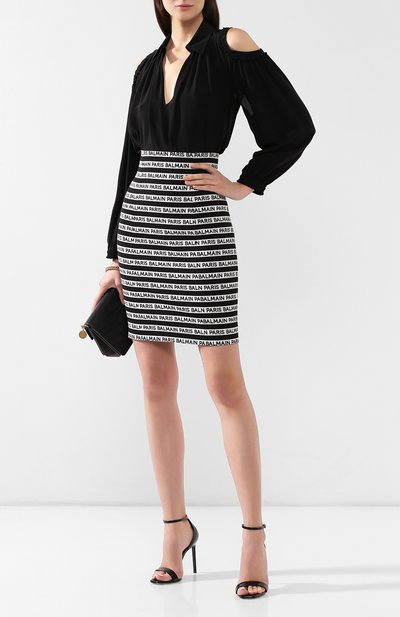 Хлопковая юбка BALMAIN черно-белого цвета по цене 238500 руб., арт. RF14219/C057, фото 2 Хлопковая юбка BALMAIN, арт. RF14219/C057, фото 2