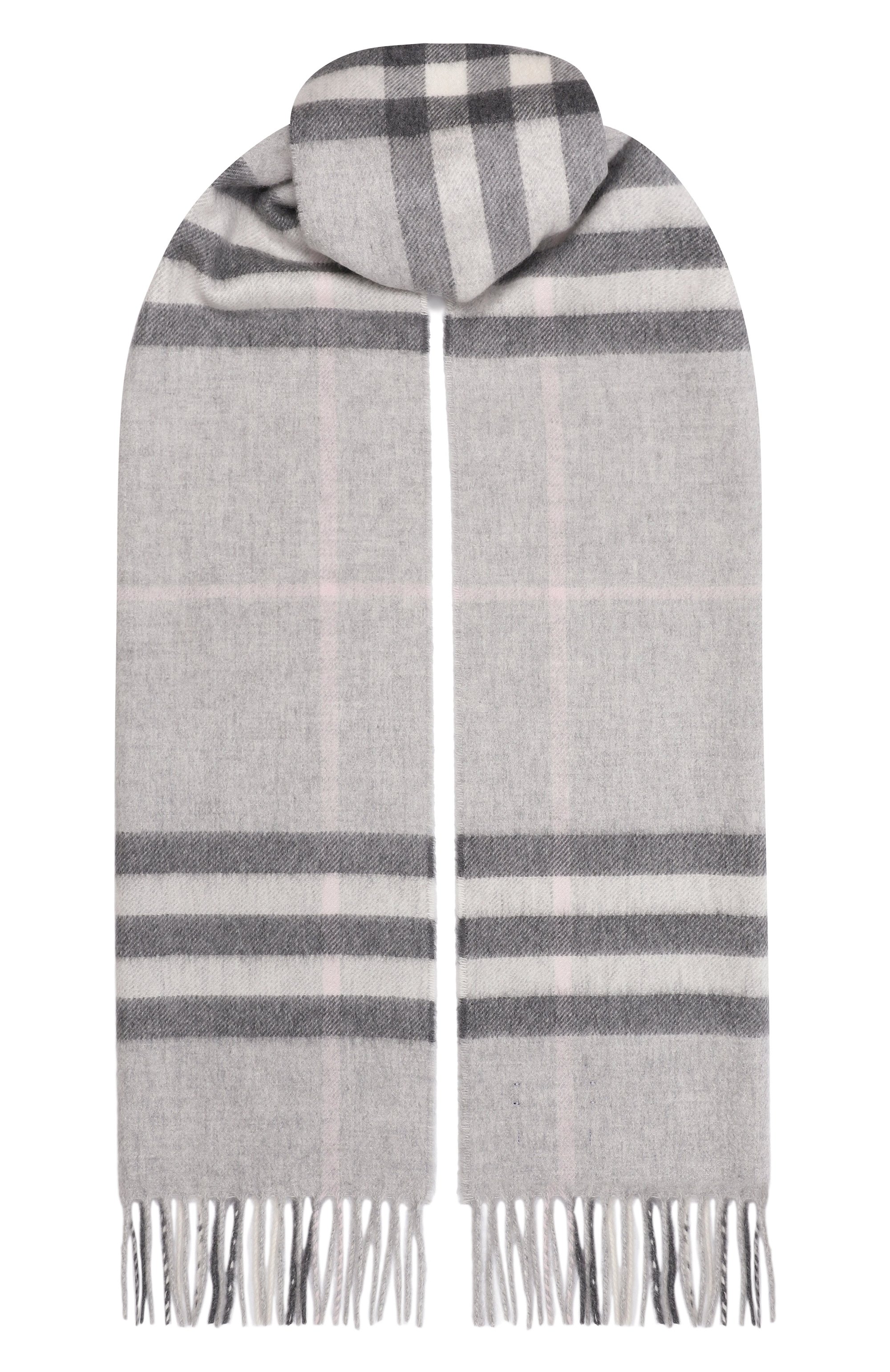 Кашемировый шарф BURBERRY светло-серого цвета по цене 75450 руб., арт. 8112637, фото 1 Кашемировый шарф BURBERRY, арт. 8112637, фото 1