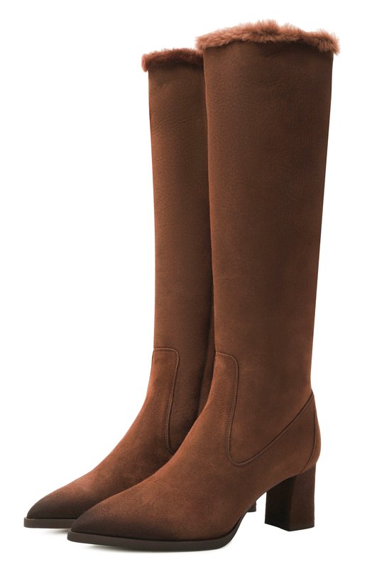 Замшевые сапоги Santoni WSEG71937PC4AHGI Коричневый WSEG71937PC4AHGI