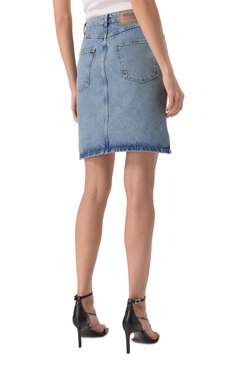 Женская джинсовая юбка M05CH1NO JEANS голубого цвета, арт. A0112/3217 | Фото 4 (Длина Ж (юбки, платья, шорты): Мини; Материал внешний: Деним, Хлопок; Кросс-КТ: Деним; Стили: Гранж)
