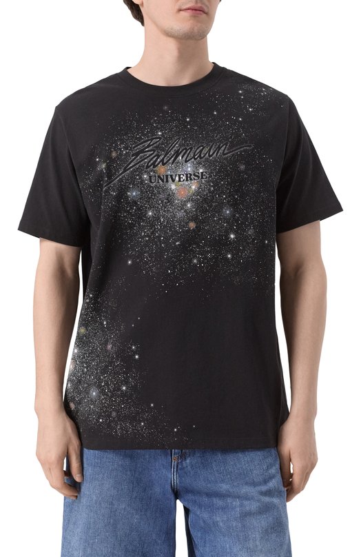 Хлопковая футболка Balmain EH0EG010/GE77 Чёрный  EH0EG010/GE77 Фото 3