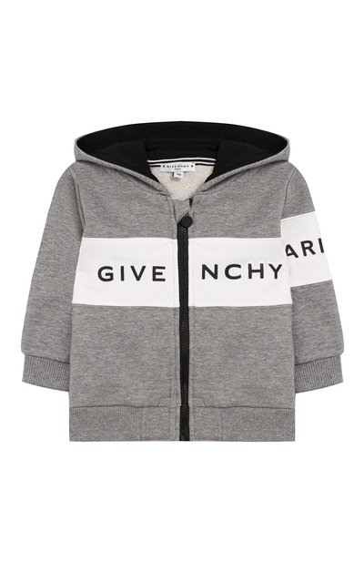 Хлопковый кардиган с капюшоном GIVENCHY серого цвета по цене 17600 руб., арт. H05085, фото 1 Хлопковый кардиган с капюшоном GIVENCHY, арт. H05085, фото 1